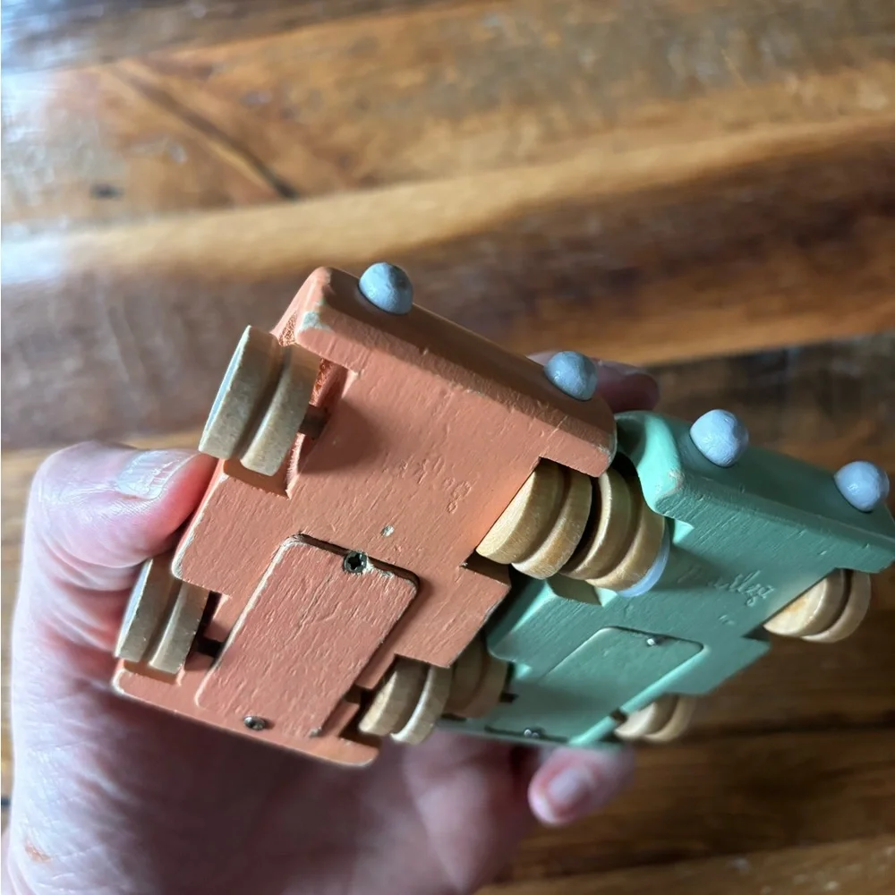 Wooden Toy Car Set - Peach and Mint - Unbranded